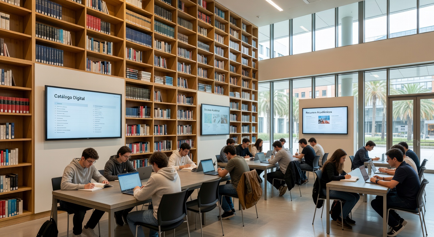 Estudiantes en biblioteca española